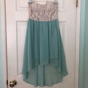 Mint green dress with lace detailing